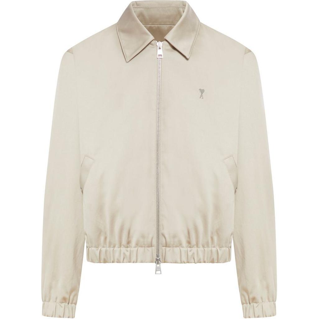 AMI PARIS Solid Beige Collared Zip-Up Jacket Long Sleeve Outerwear HJK019WV0037-271 圖 2