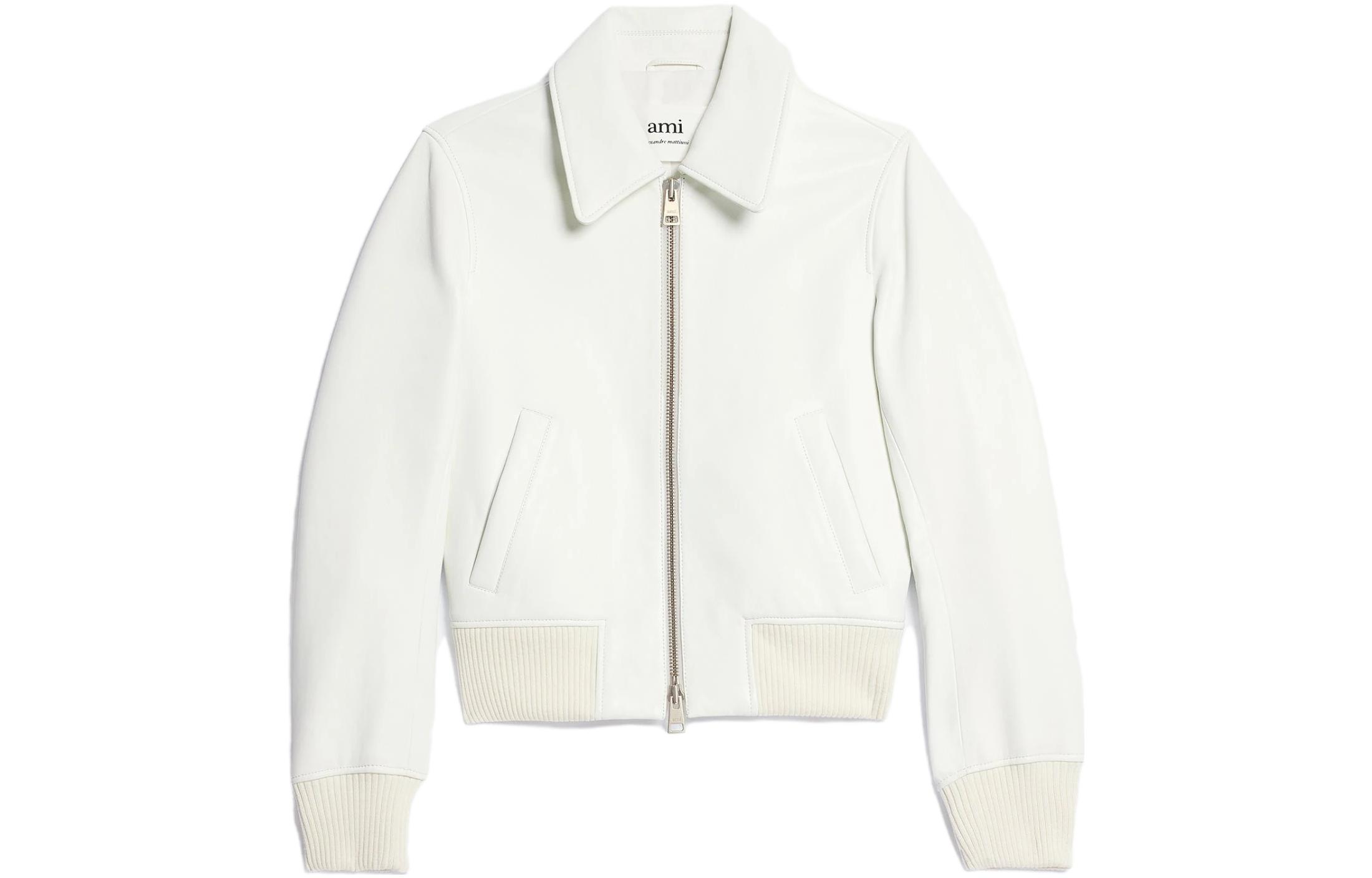 AMI PARIS Solid Color Collar Jacket Unisex White UJK008552-168
