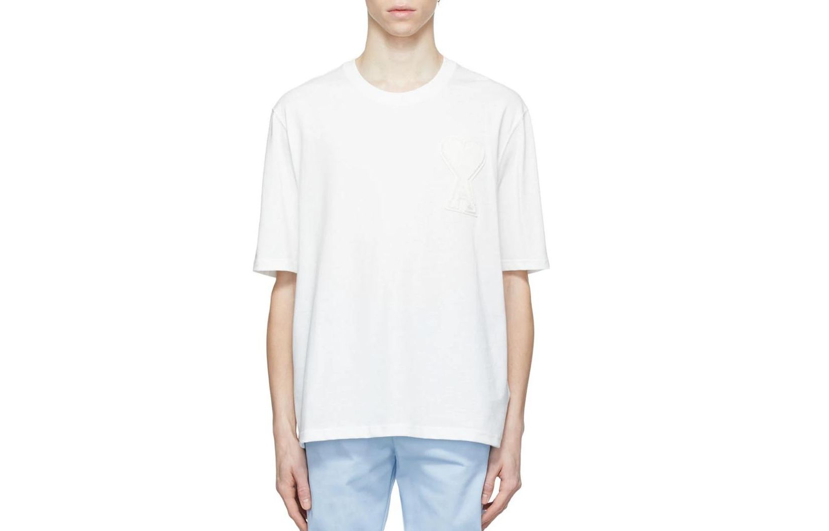 AMI Paris Solid Color Crew Neck Short Sleeve T-Shirt White () SPEUTS002726-100