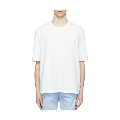 AMI Paris Solid Color Crew Neck Short Sleeve T-Shirt White () SPEUTS002726-100