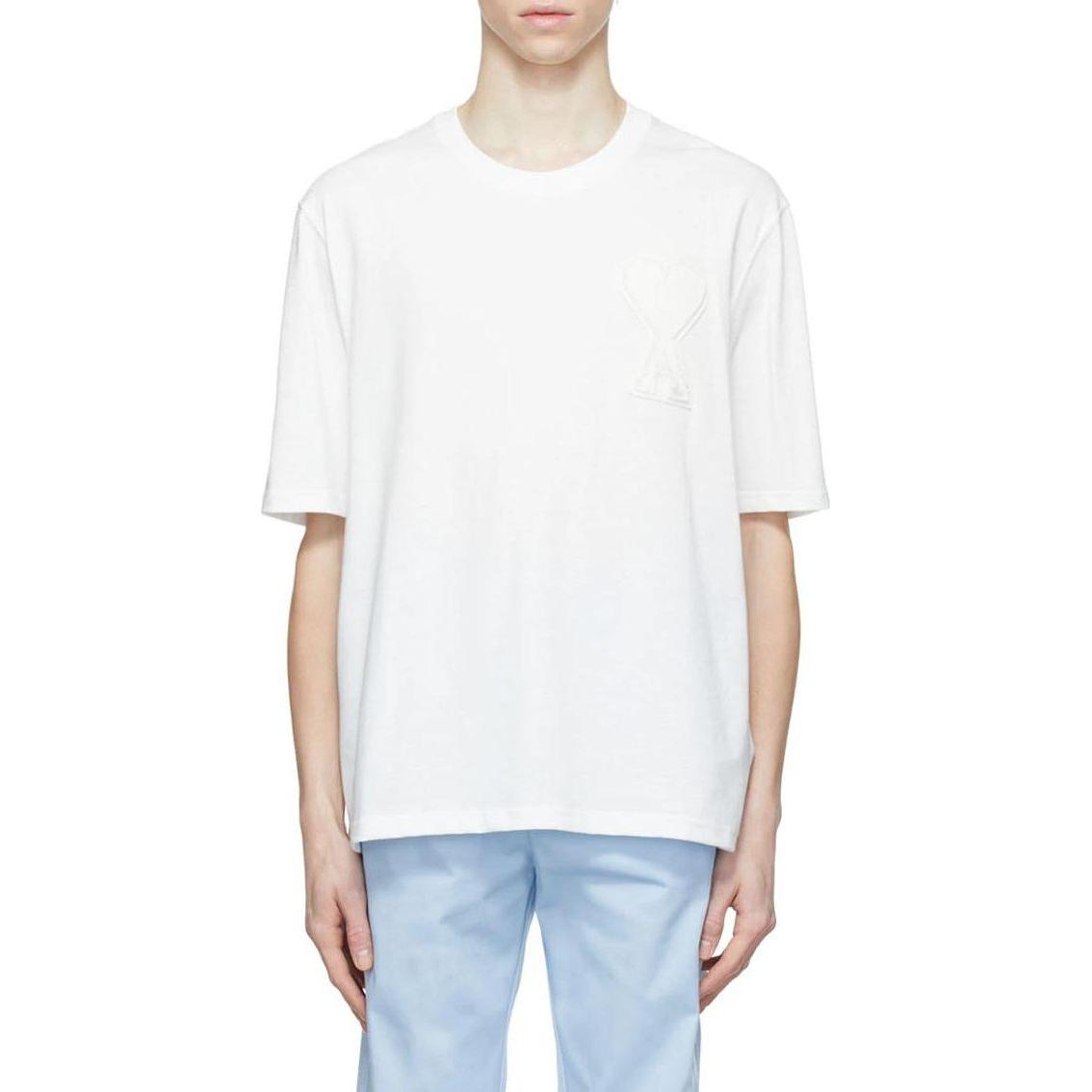 AMI Paris Solid Color Crew Neck Short Sleeve T-Shirt White () SPEUTS002726-100 圖 4