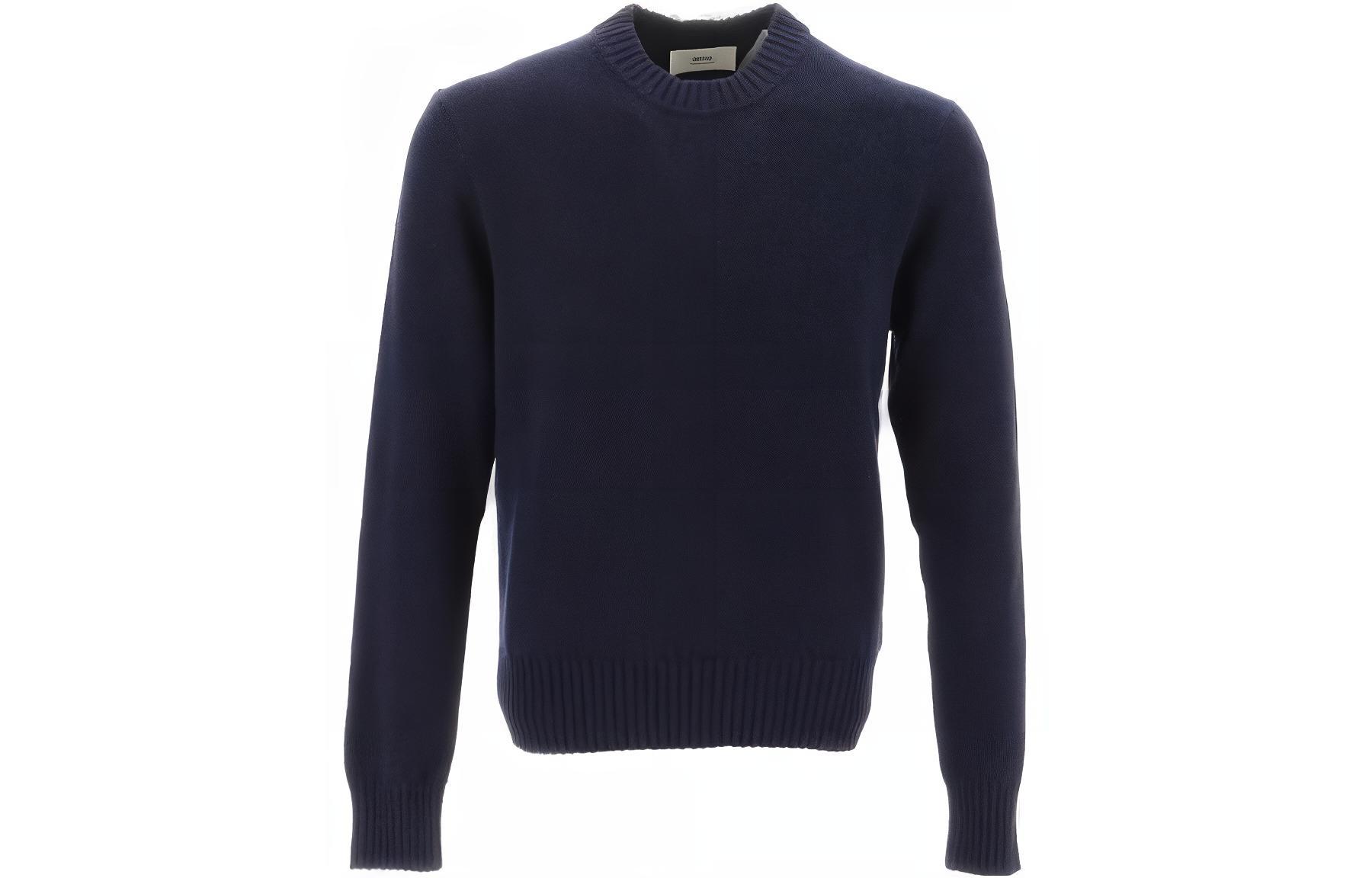AMI Paris Solid Color Crewneck Pullover Sweater Men’s Blue. HKS12-7005-430