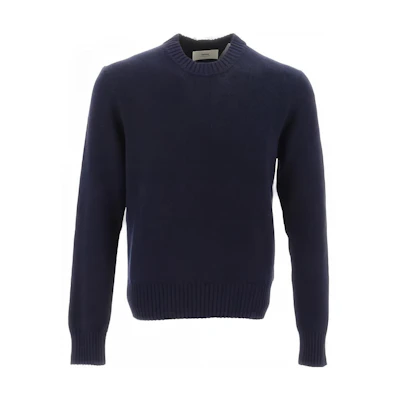AMI Paris Solid Color Crewneck Pullover Sweater Men’s Blue. HKS12-7005-430