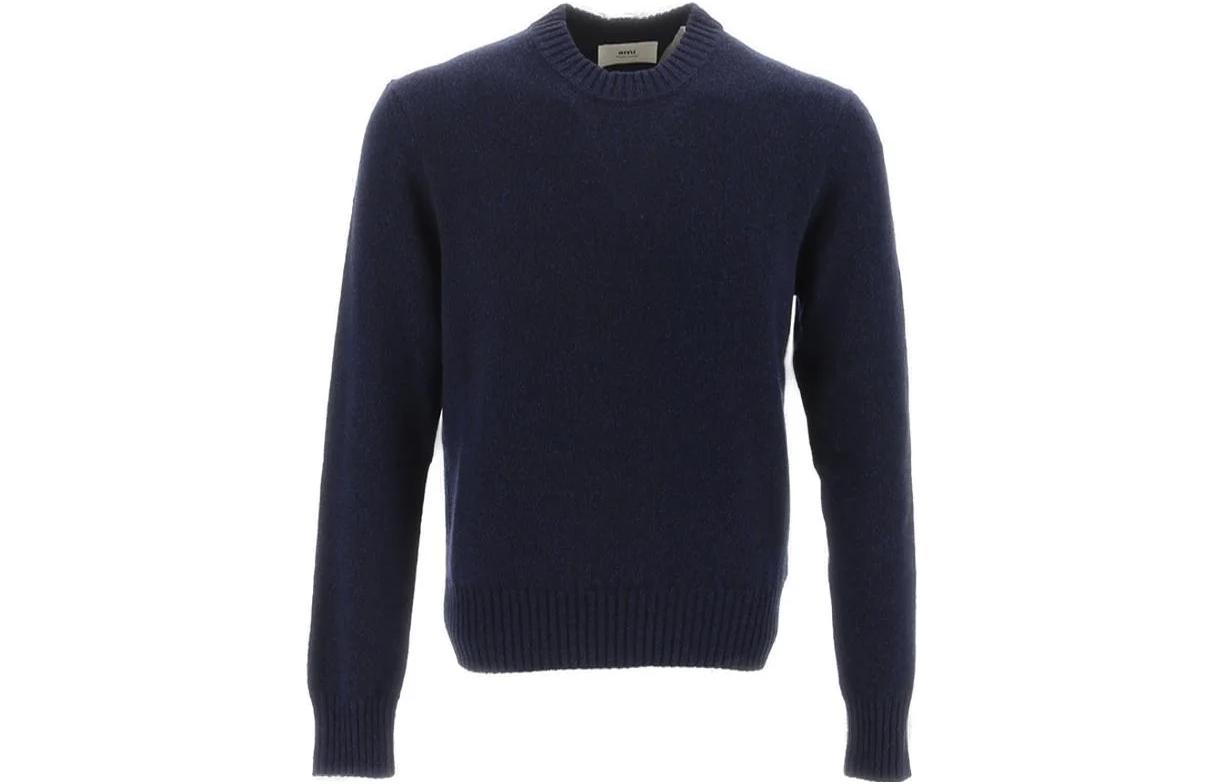 AMI Paris Solid Color Crewneck Pullover Sweater Men’s Blue. HKS12-7005-430 圖 2