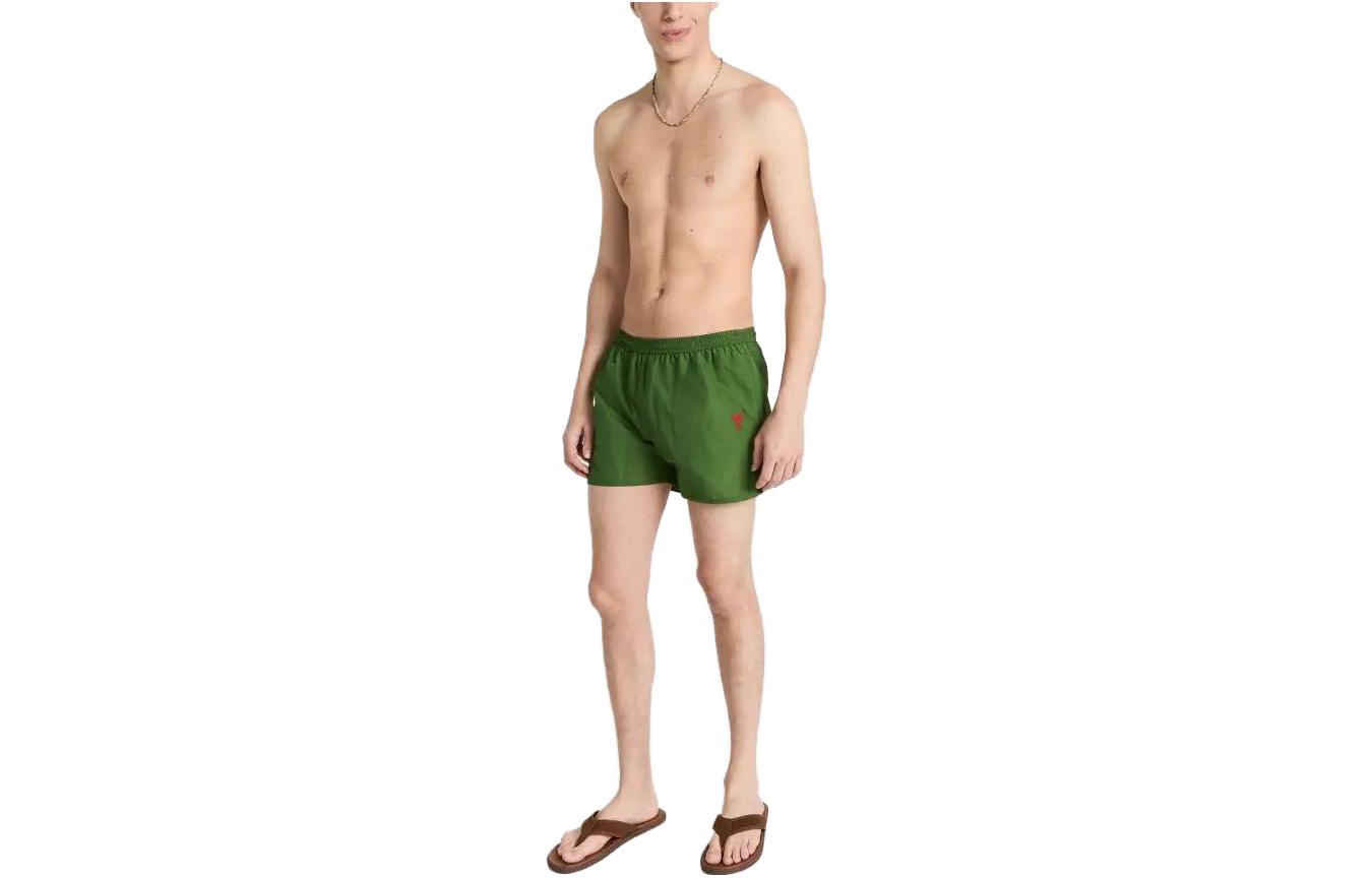 AMI PARIS Solid Color Green Casual Swim Shorts HBW001PA0004