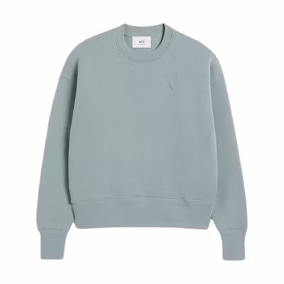 AMI PARIS Solid Color Logo Embroidered Crewneck Sweatshirt Unisex Clay Blue USW027-749-4012