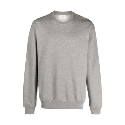 AMI PARIS Solid Color Long-Sleeve Crewneck Sweatshirt Grey USW003730055