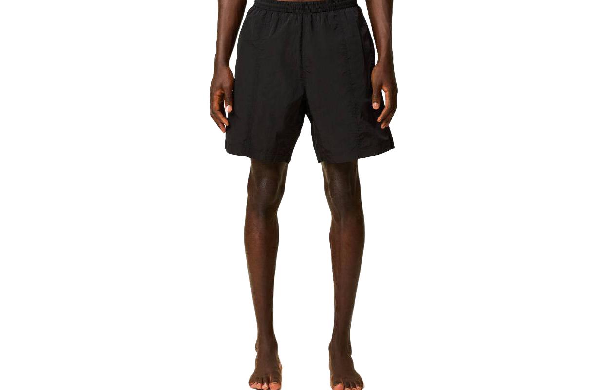 Order AMI Paris 纯色宽松男士泳裤 黑色 HBW005PA0021-001