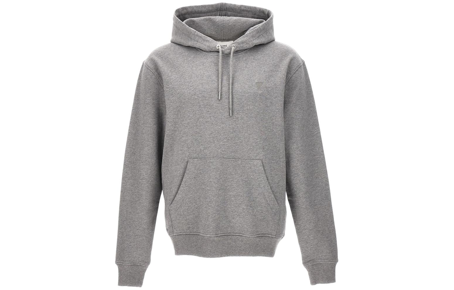 AMI PARIS Solid Color Pullover Hoodie Men’s Gray USW203730-055