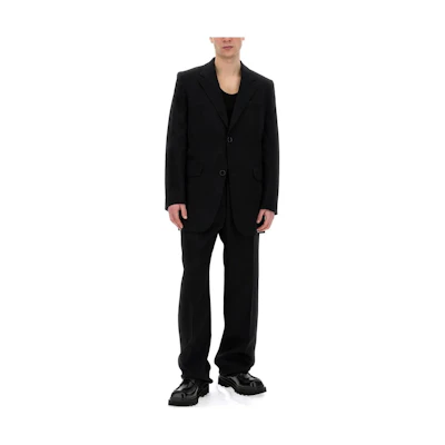 AMI PARIS Solid Color Single-Breasted Jacket for Men - Black HBV303WV0039-001