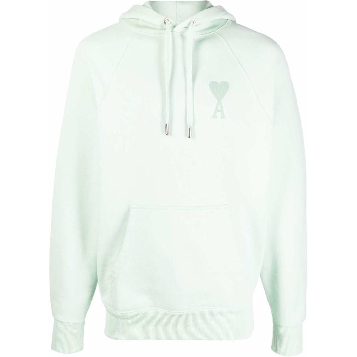 AMI PARIS Solid Color Unisex Hoodie Light Green USW202747-411