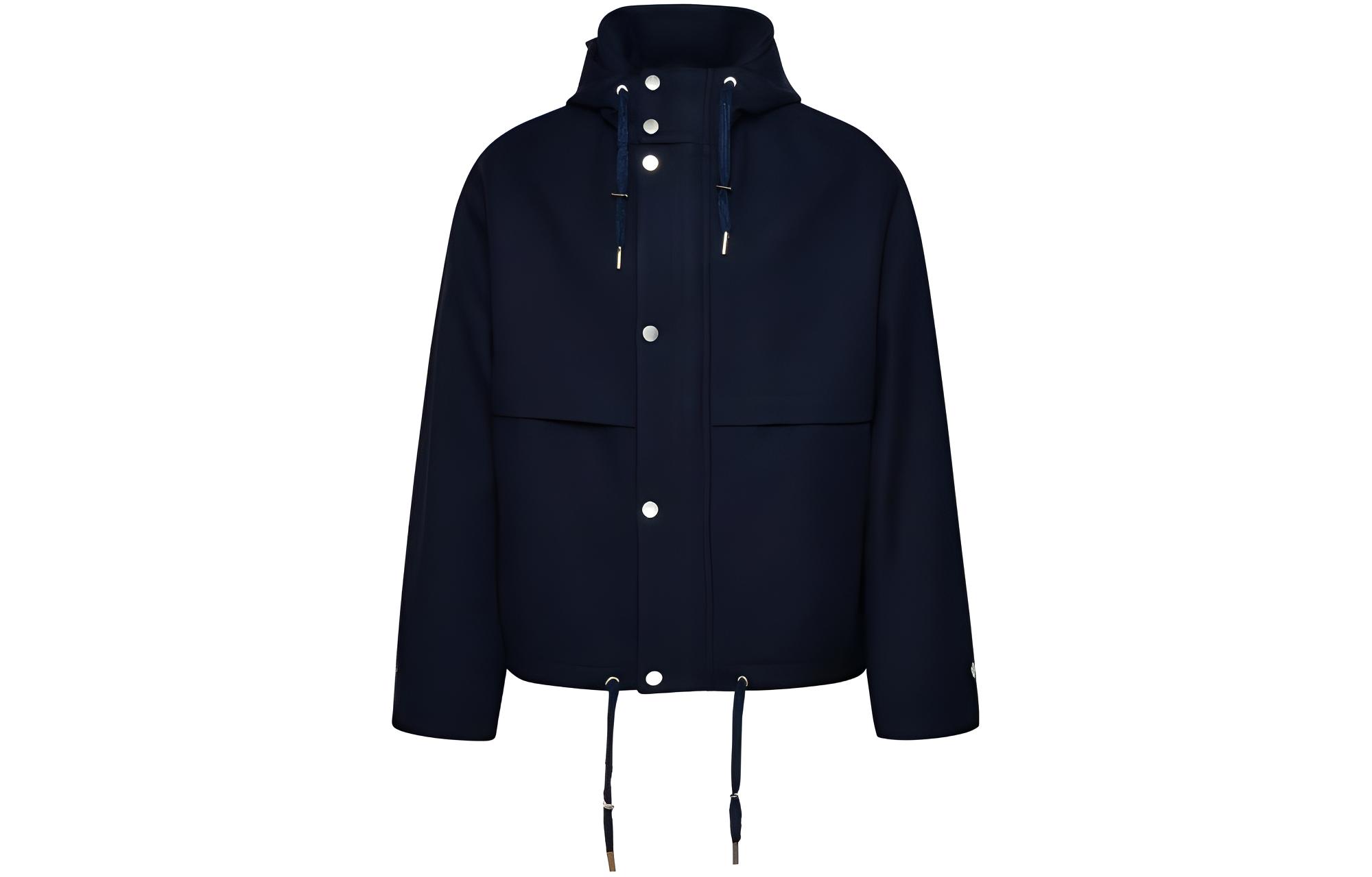 AMI PARIS Solid Color Zip-Up Hoodie Jacket - Dark Blue UJK309WV0018-430