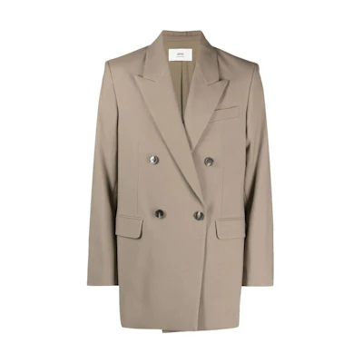 AMI PARIS Solid Double-Breasted Long Sleeve Jacket HBV311WV0026-281
