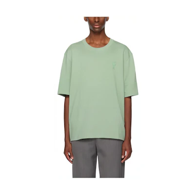 AMI PARIS Solid Green Crewneck Short Sleeve T-Shirt SPUTS004726-327
