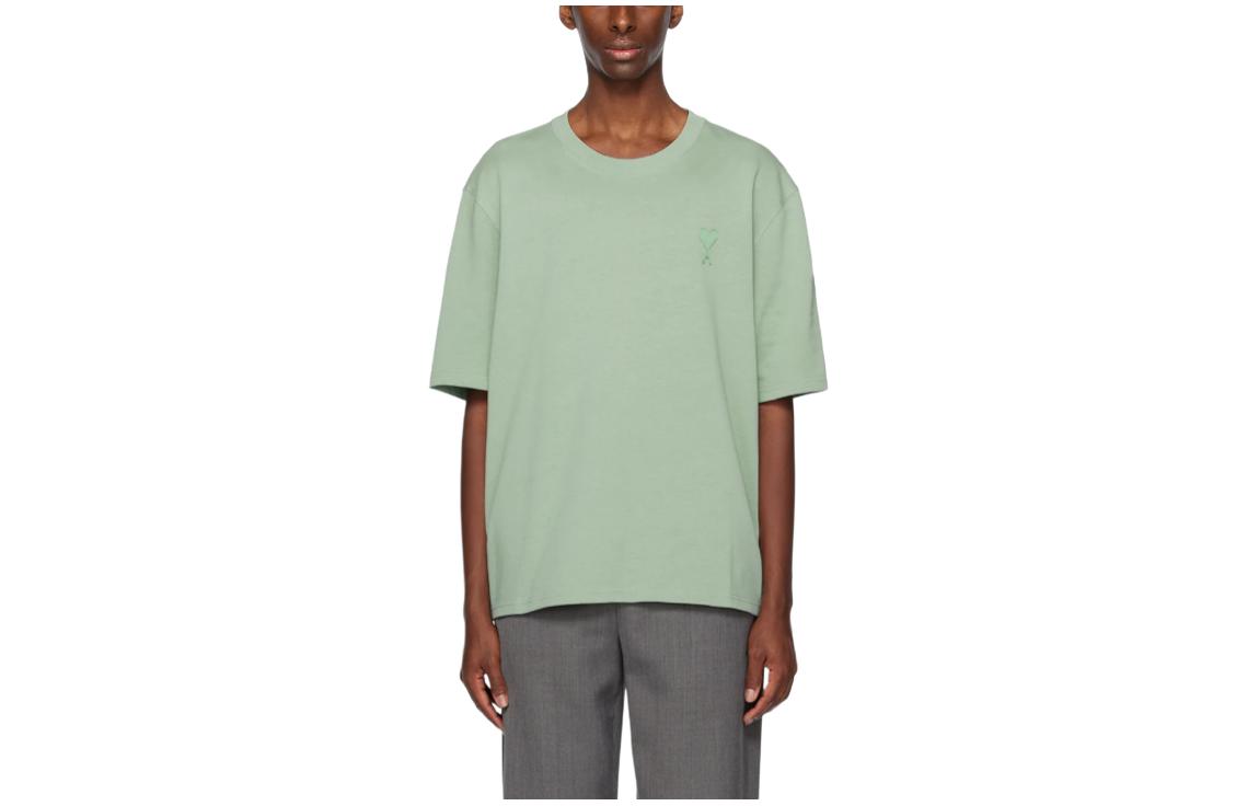 AMI PARIS Solid Green Crewneck Short Sleeve T-Shirt SPUTS004726-327 圖 2