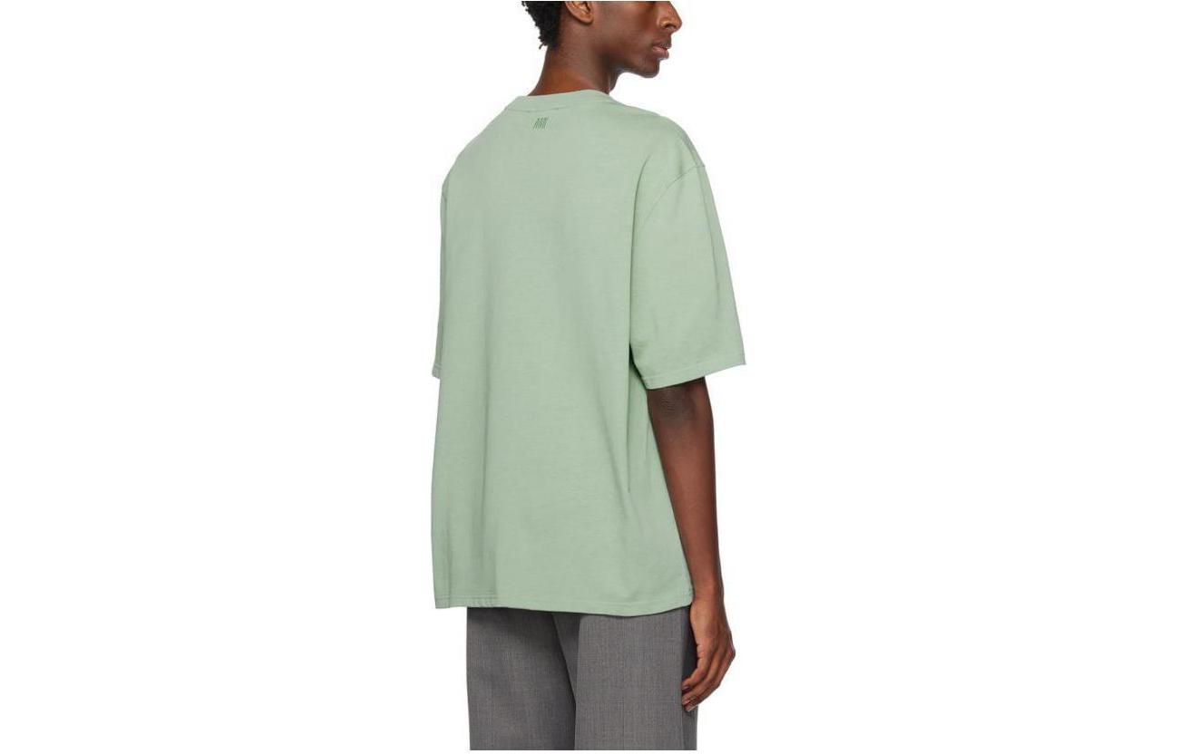 AMI PARIS Solid Green Crewneck Short Sleeve T-Shirt SPUTS004726-327 圖 3