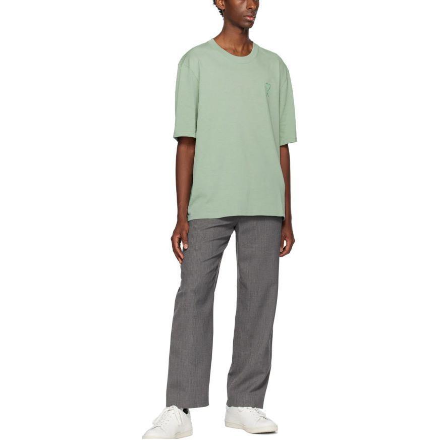 AMI PARIS Solid Green Crewneck Short Sleeve T-Shirt SPUTS004726-327 圖 4