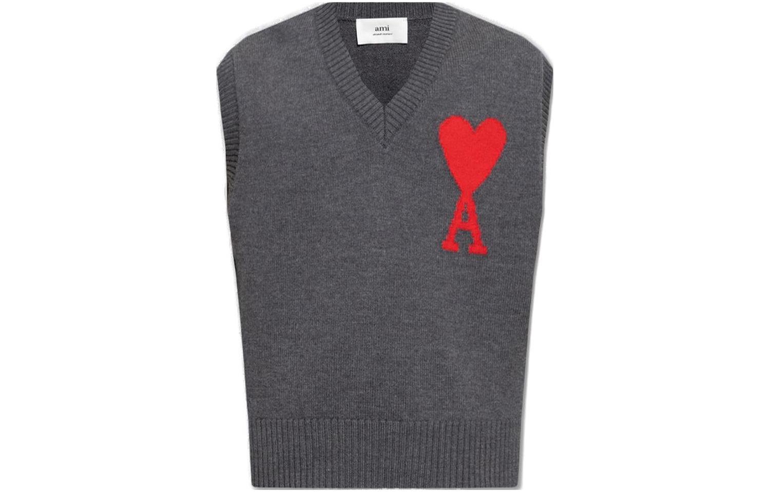 AMI PARIS Solid Logo V-Neck Sleeveless Vest Unisex UKS702018-067