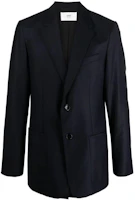 AMI Paris Solid Navy Blue Button-Up Blazer Jacket for Men. H23HBV005WV0-023 AMI Paris Solid Navy Blue Button-Up Blazer Jacket for Men. H23HBV005WV0-023