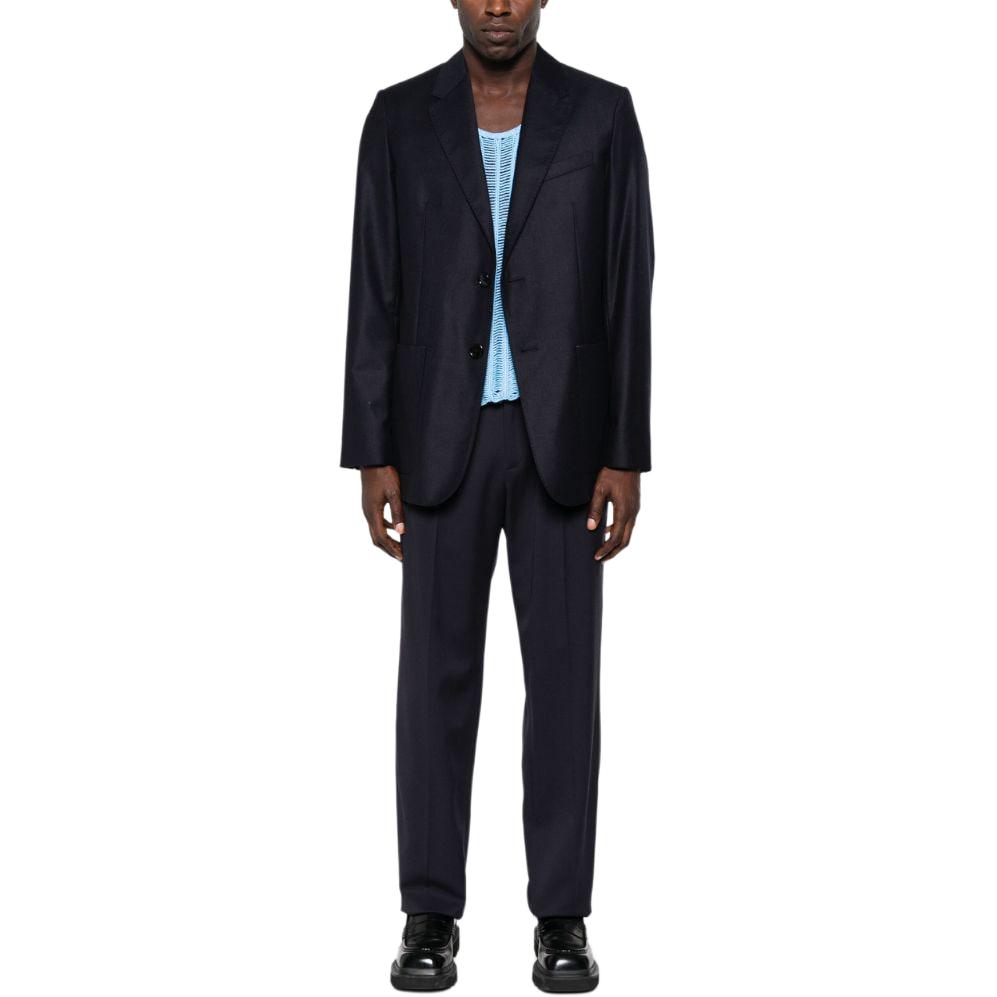 Lookbook Chaqueta Blazer Azul Marino Sólido para Hombre de AMI Paris. H23HBV005WV0-023