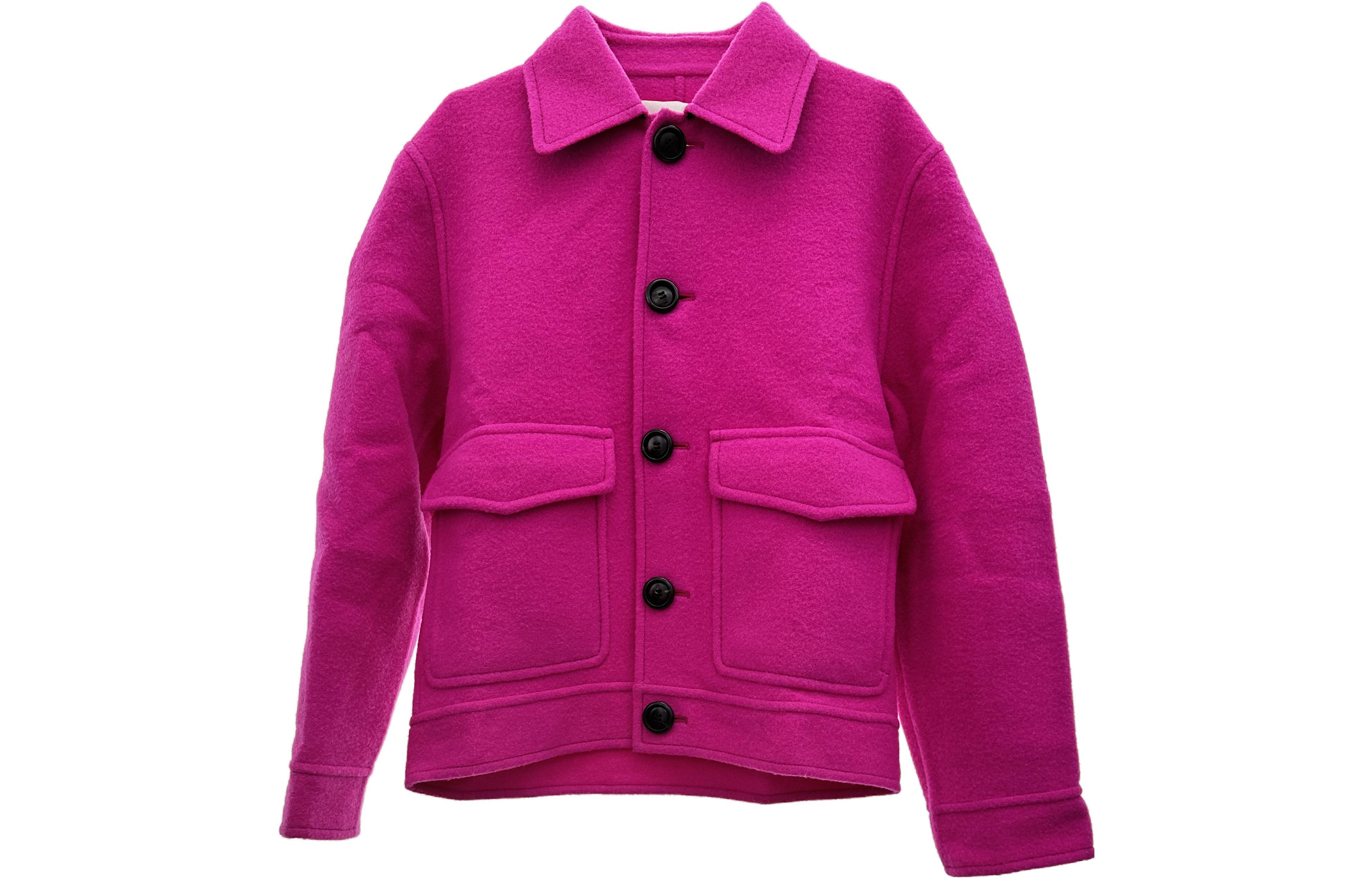 AMI PARIS Solid Pink Single-Breasted Long Sleeve Jacket 1322605M14107