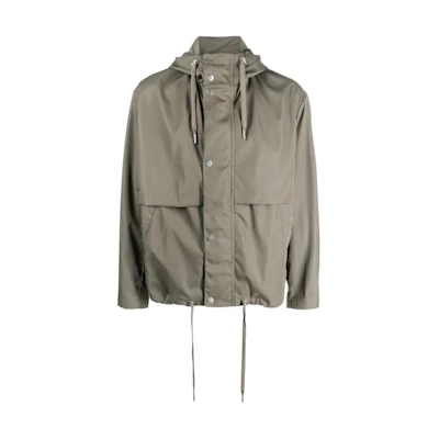 AMI PARIS Solid Single-Breasted Hooded Jacket - Taupe H23UJK319PA0-007