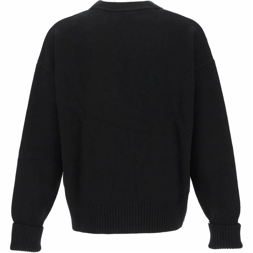 Lookbook 아미파리 솔리드 브이넥 버튼업 스웨터 유니섹스 - 블랙 BFUKC002018009