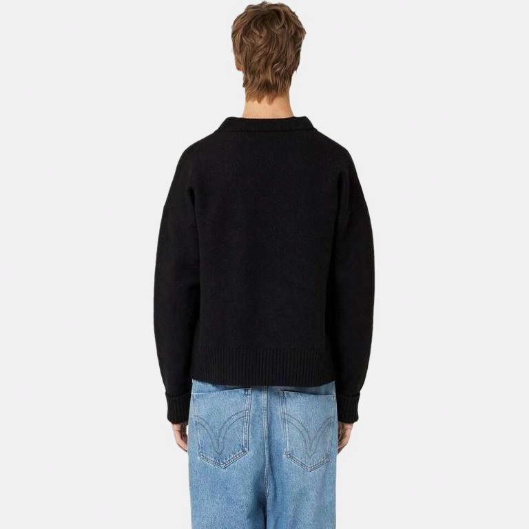 Details for 아미파리 솔리드 브이넥 버튼업 스웨터 유니섹스 - 블랙 BFUKC002018009