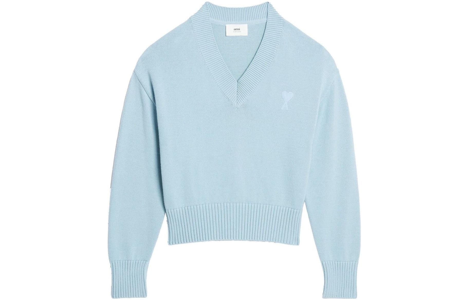 Order AMI PARIS 纯色V领棉毛混纺套头毛衣 男女通用 UKS208016-464