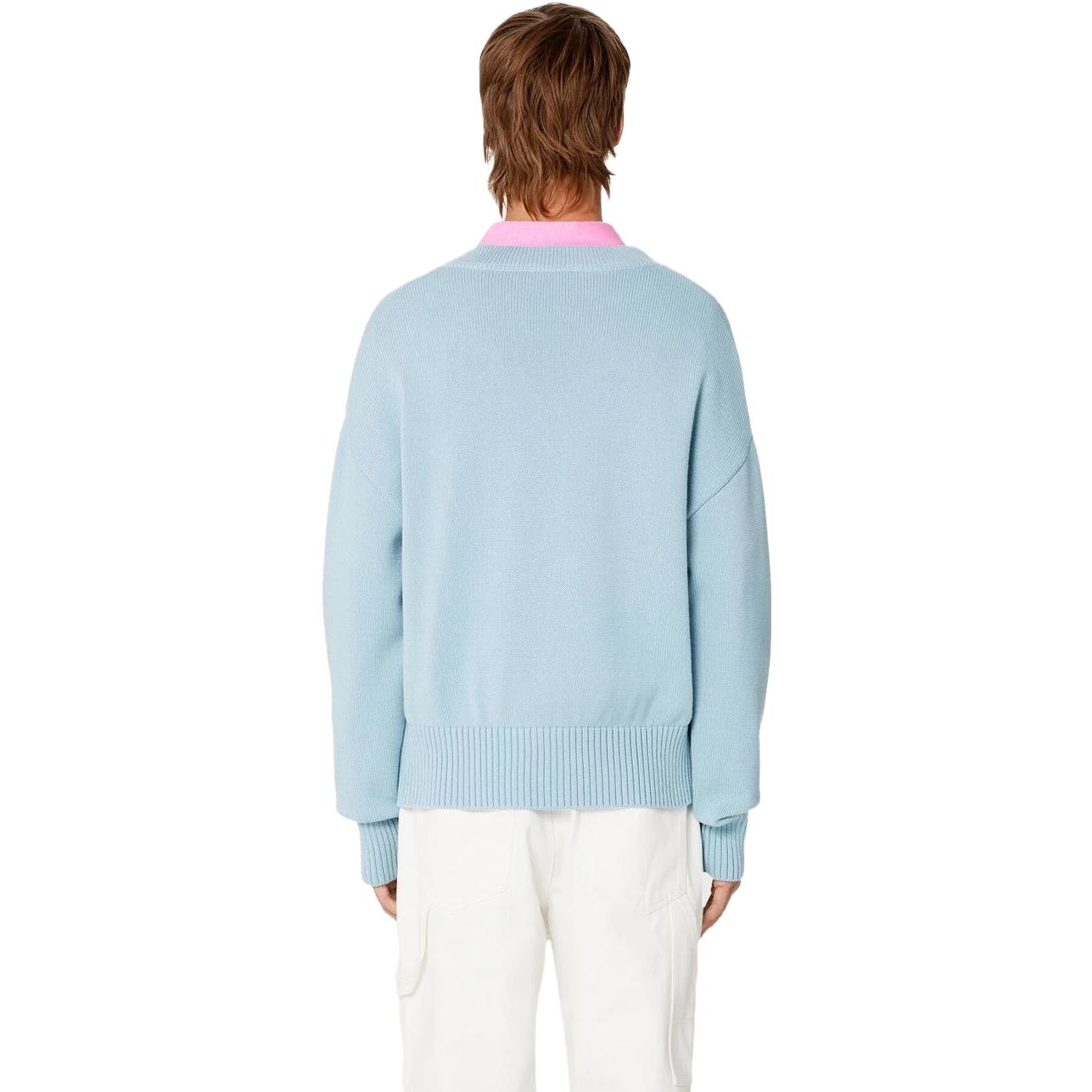 Shop AMI PARIS 纯色V领棉毛混纺套头毛衣 男女通用 UKS208016-464