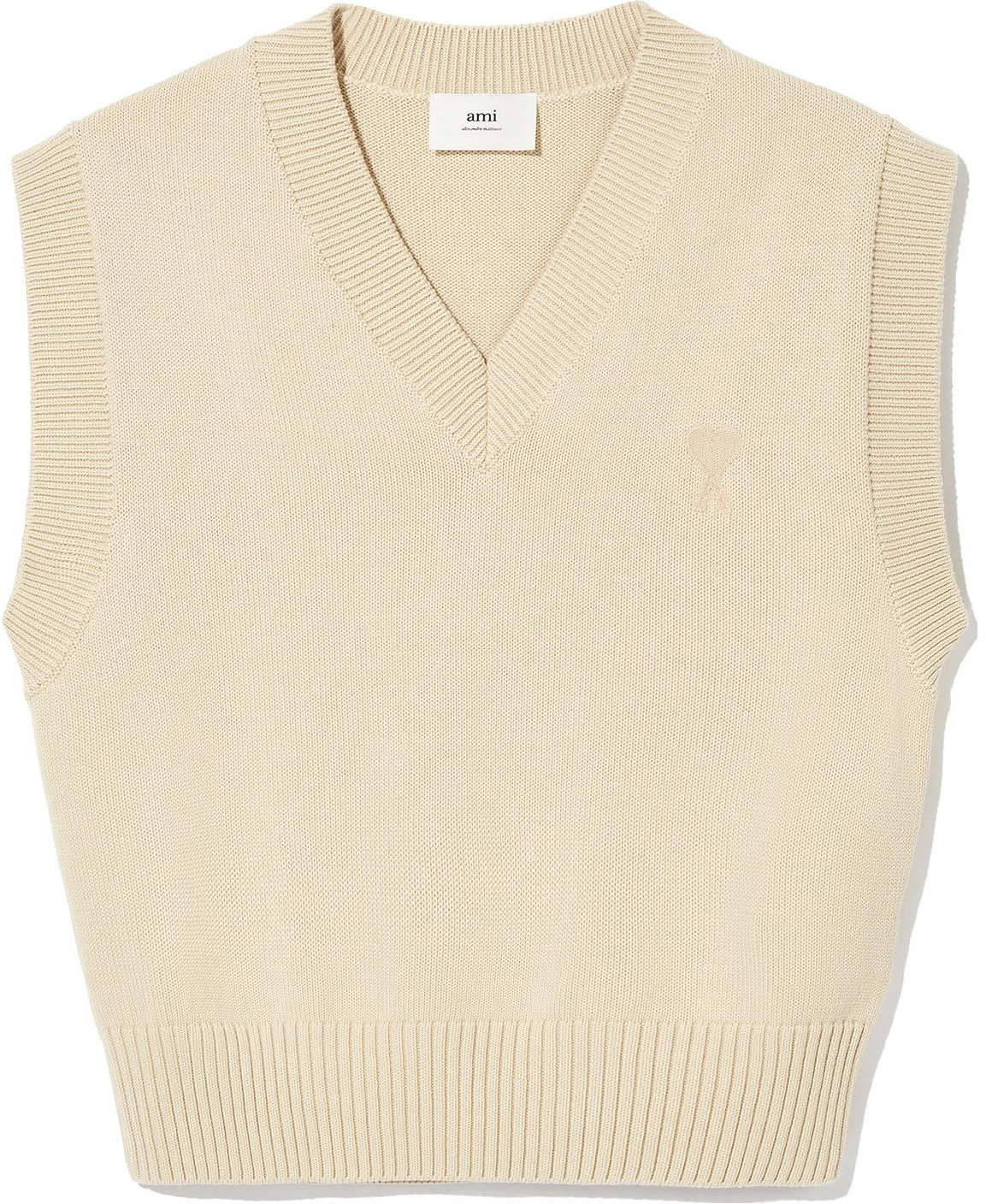 ami-paris-solid-v-neck-ribbed-comfortable-tank-top-beige-mens-uks-708016714