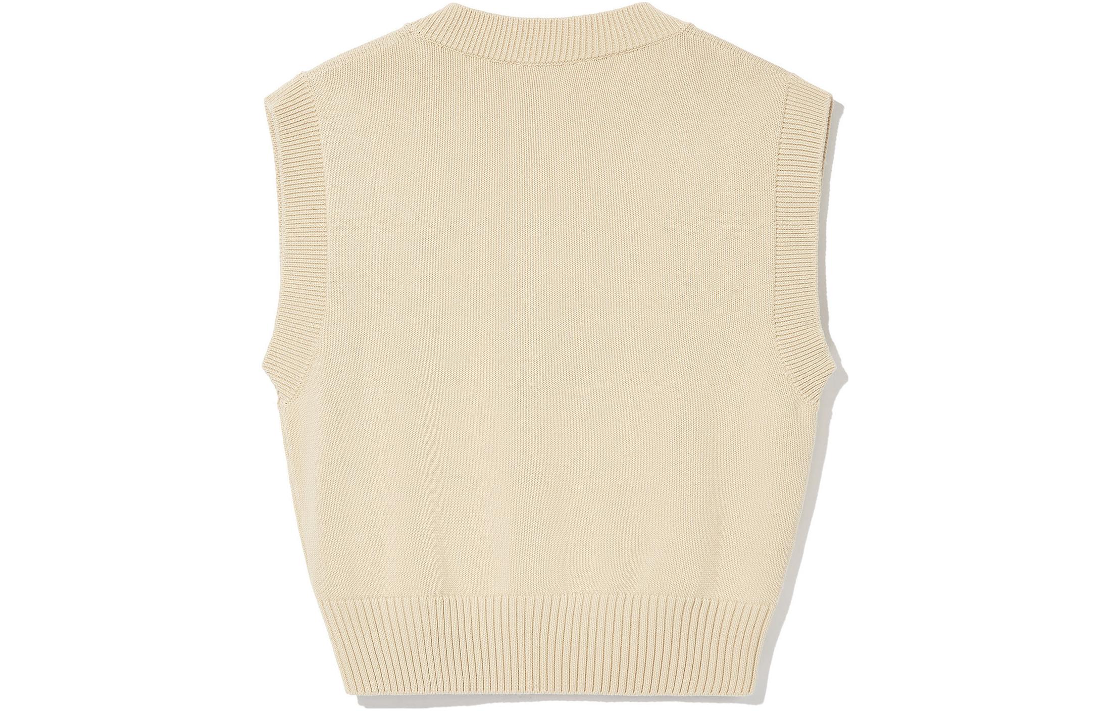 Lookbook 아미 파리 솔리드 V넥 립드 편안한 탱크탑 베이지 남성용. UKS708016714