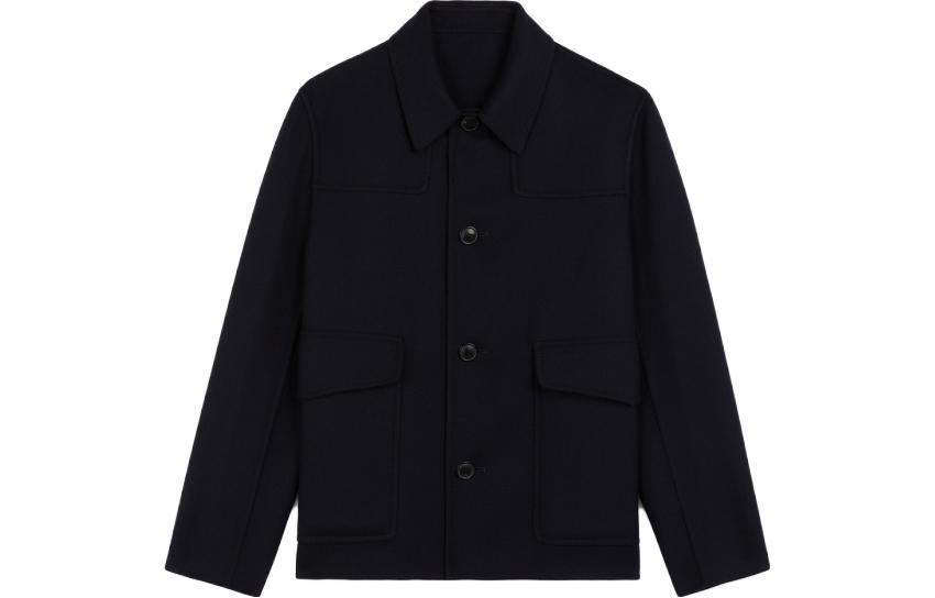 AMI PARIS Solid Wool Unstructured Blazer Jacket Navy Blue E21HM511241