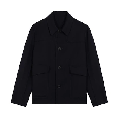 AMI PARIS Solid Wool Unstructured Blazer Jacket Navy Blue E21HM511241