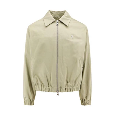 AMI PARIS Solid Zip-Up Collared Jacket Green HJK014C00009-317