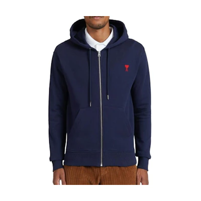 AMI PARIS Solid Zip-Up Sweatshirt Deep Blue H20HJ006730-410