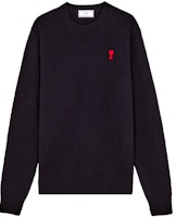 AMI Paris SS21 Black Heart Logo Crewneck Sweater - Loose Fit BFHK001001-001 AMI Paris SS21 Black Heart Logo Crewneck Sweater - Loose Fit BFHK001001-001