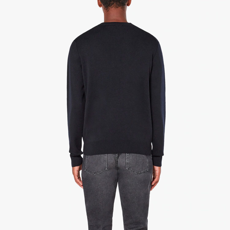 Shop AMI Paris SS21 黑色愛心標誌寬鬆版型圓領毛衣 BFHK001001-001