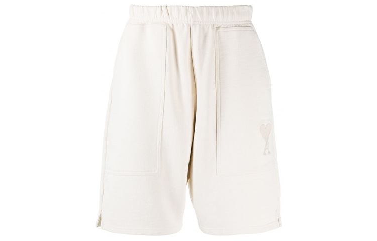 AMI PARIS SS21  Off-White Shorts with Heart Embroidered Logo. E21HJ328747-150
