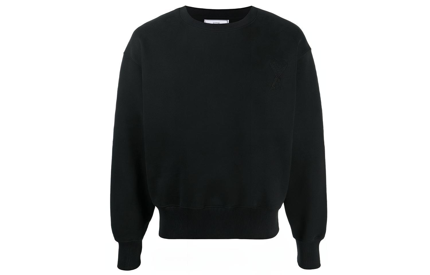 AMI PARIS SS21 Black Casual Logo Embroidered Crewneck Sweatshirt E21HJ028747-001