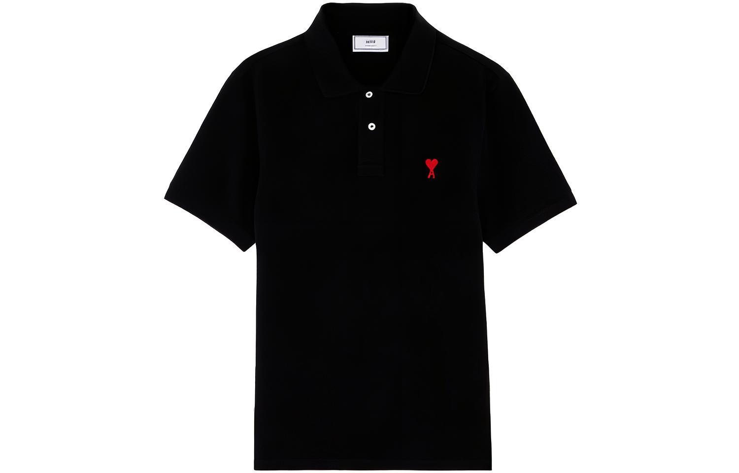 Order AMI PARIS SS21 黑色愛心短袖 Polo 襯衫 男女皆宜 BFHJ207760-001