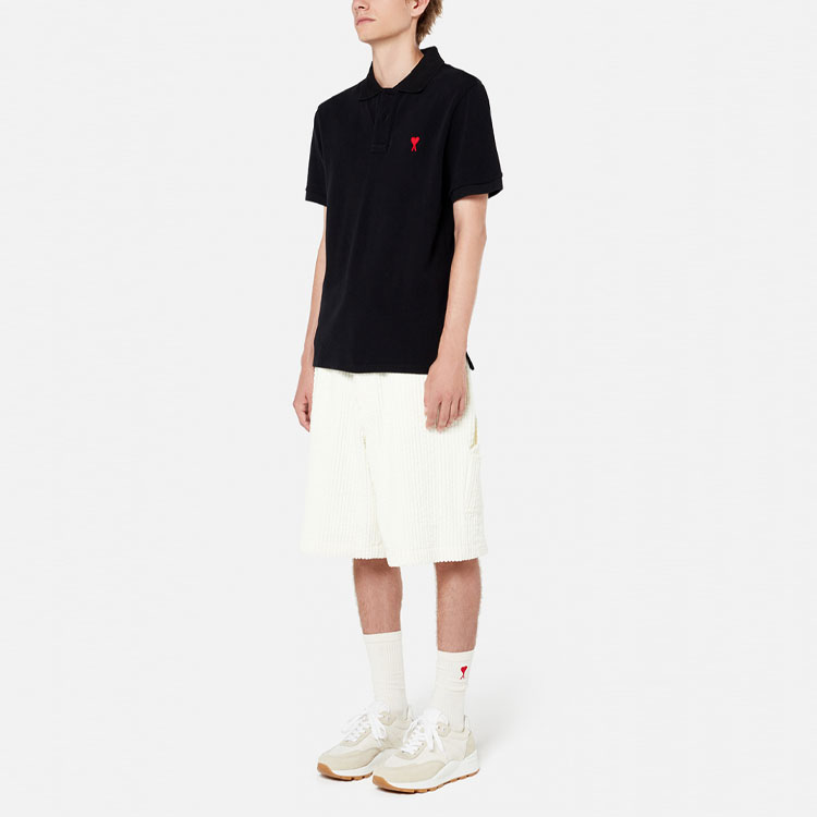 Purchase AMI PARIS SS21 黑色愛心短袖 Polo 襯衫 男女皆宜 BFHJ207760-001