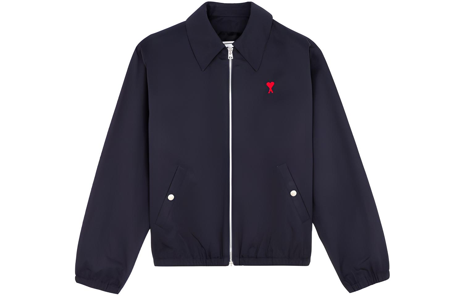 AMI PARIS SS21 Black Heart Zip-Up Casual Jacket E21HOW013288-410