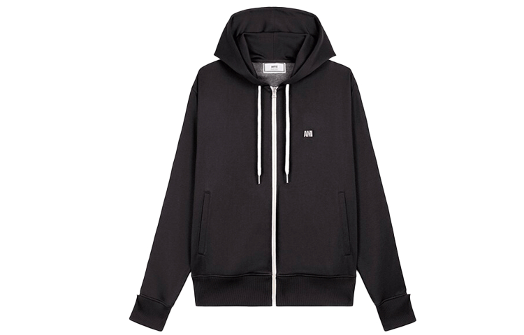 AMI PARIS SS21 Black Zip-Up Hoodie Jacket H20HJ052744-001