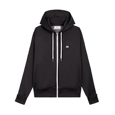 AMI PARIS SS21 Black Zip-Up Hoodie Jacket H20HJ052744-001