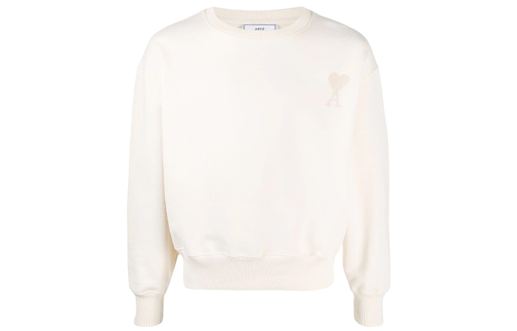 AMI PARIS SS21 Casual Logo Embroidered Crewneck Sweatshirt White E21HJ028747-150