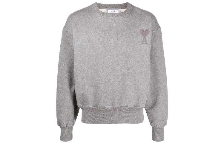 AMI PARIS SS21 Casual Logo Embroidered Sweatshirt - Grey E21HJ028747-055