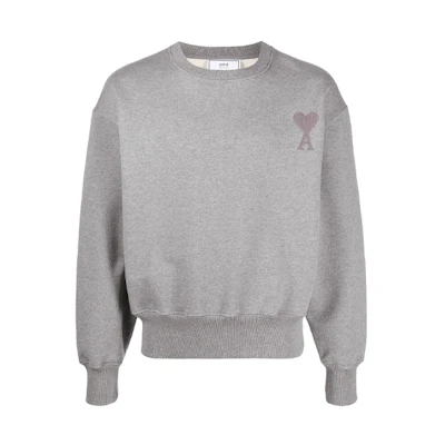 AMI PARIS SS21 Casual Logo Embroidered Sweatshirt - Grey E21HJ028747-055