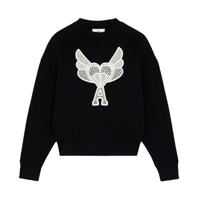 AMI PARIS SS21 De Coeur Knotted Crewneck Sweatshirt Men’s Black H21HJ023-749001