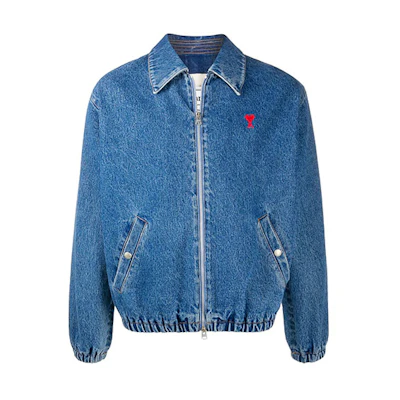 AMI PARIS SS21 Heart Logo Denim Jacket Blue E21HOW013601-480